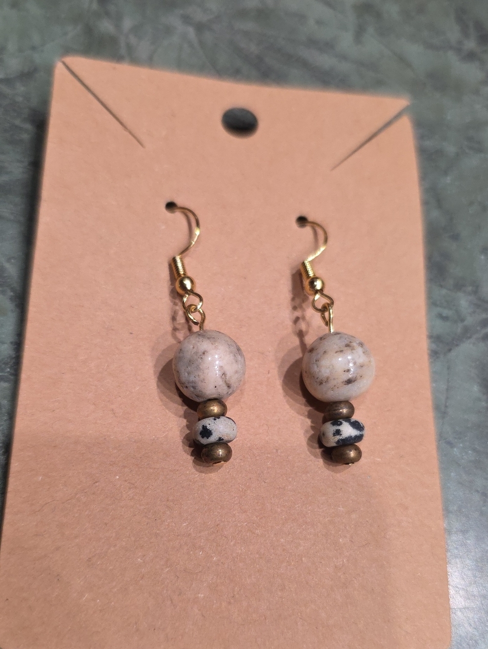 Handmade Stone Beaded Drop Earrings